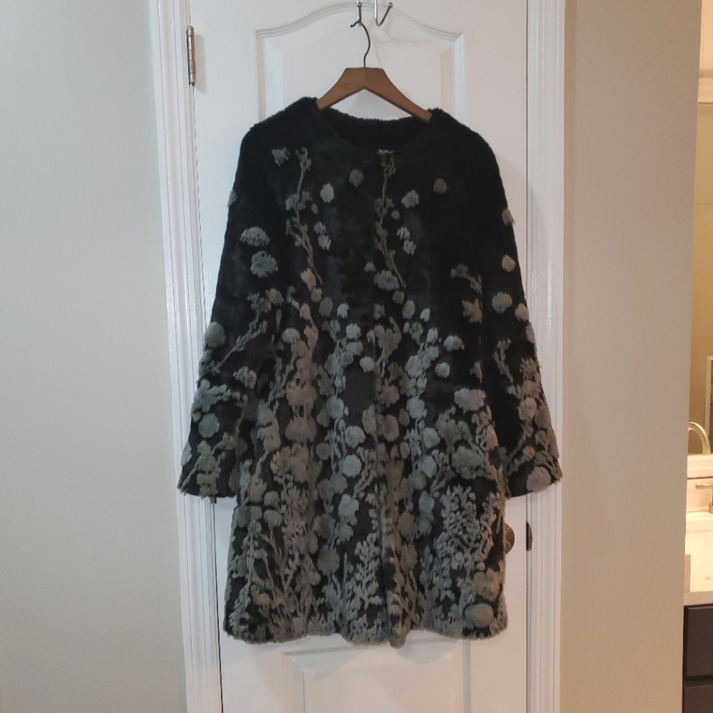 Donna Salyers Faux Fur Floral Coat